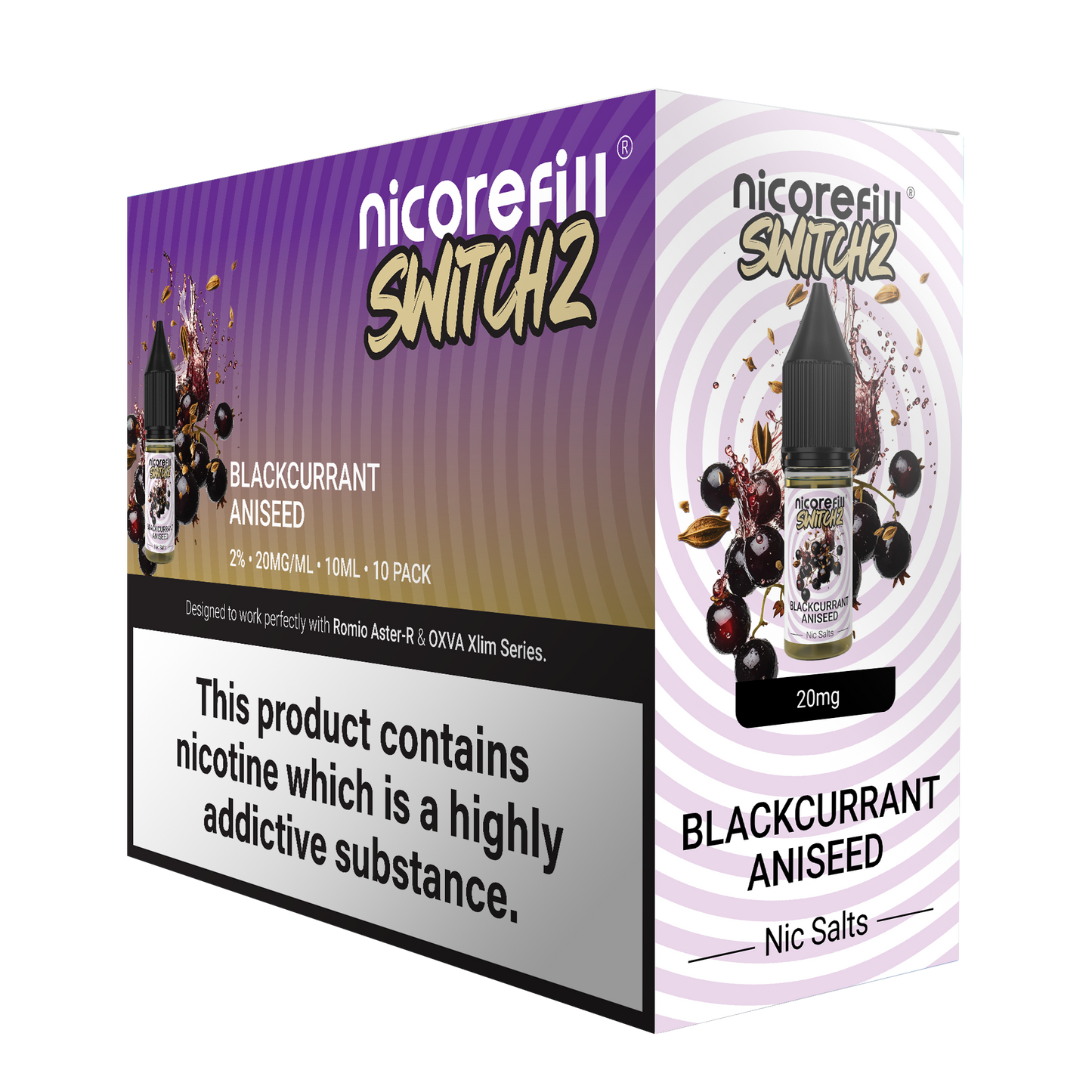 Switch2 Blackcurrant Aniseed 10ml Nic Salt (Pack of 10)