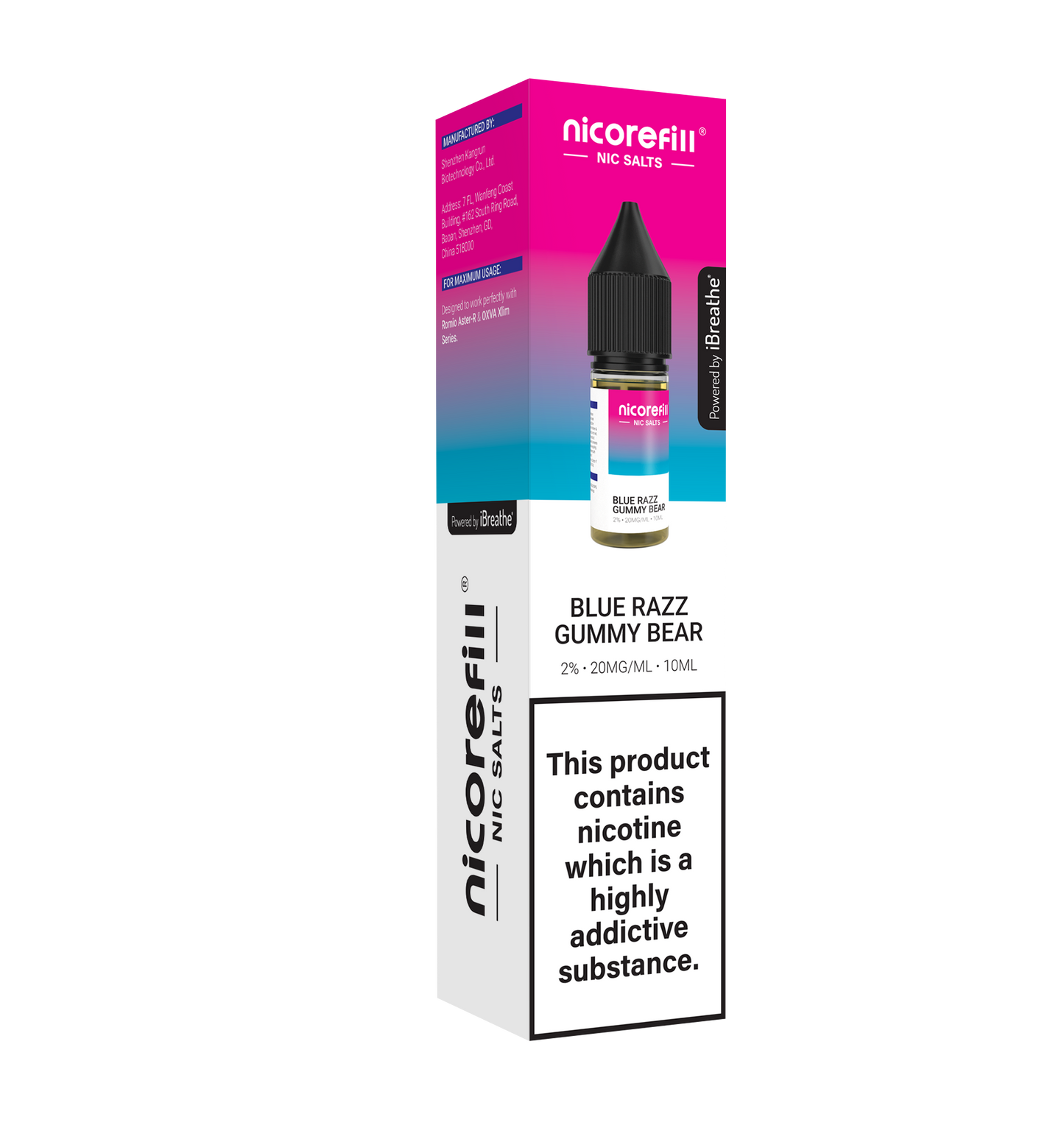 Nicorefill Blue Razz Gummy Bear 10ml Nic Salt (Pack of 10)