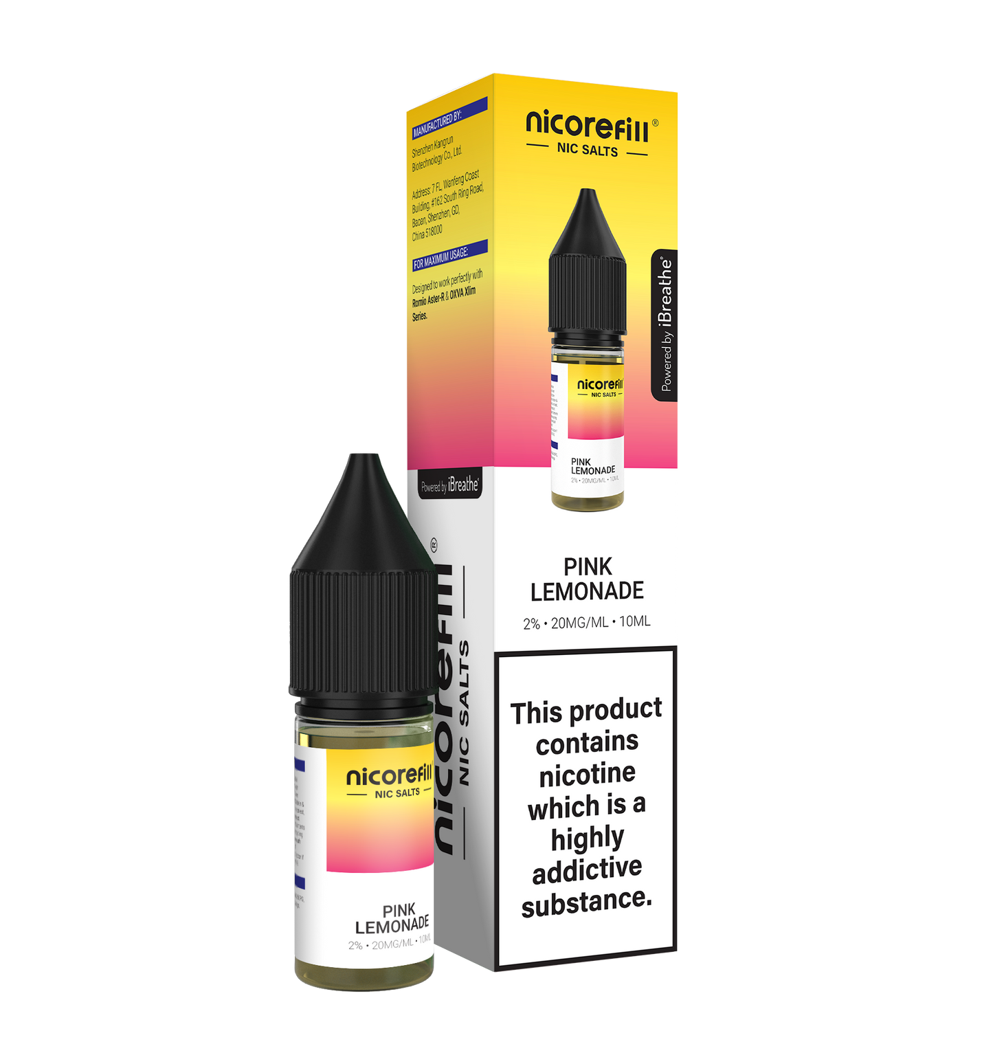 Nicorefill Pink Lemonade 10ml Nic Salt (Pack of 10)