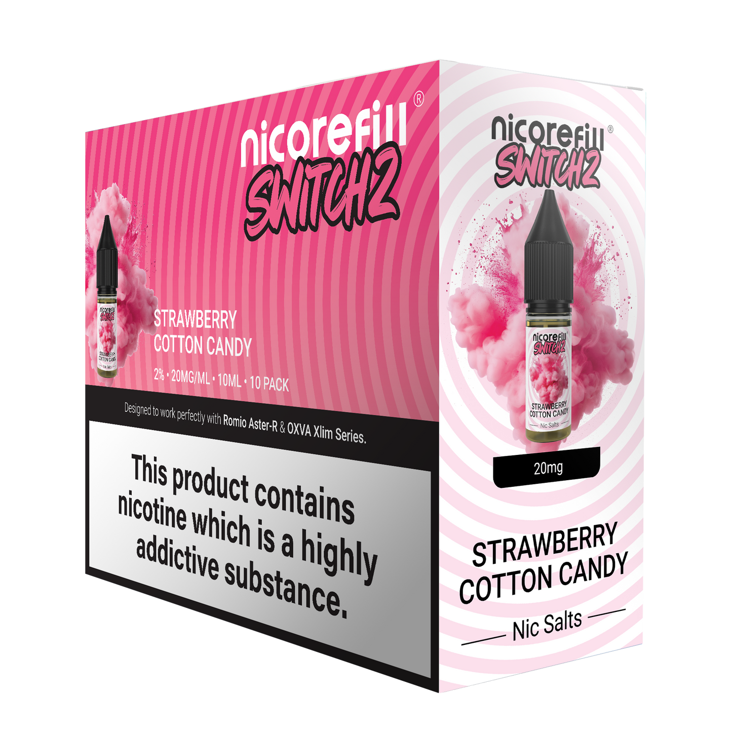 Switch2 Strawberry Cotton Candy 10ml Nic Salt (Pack of 10)