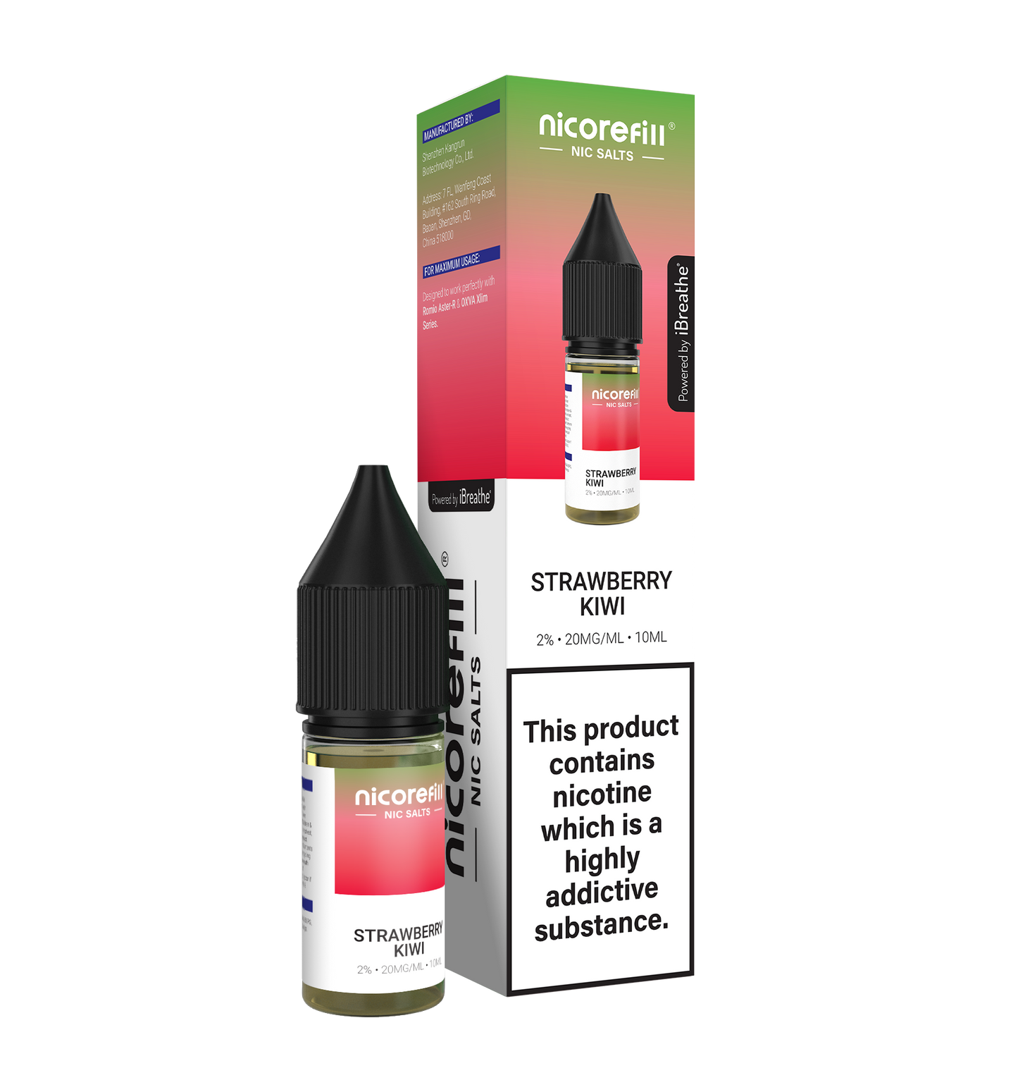 Nicorefill Strawberry Kiwi 10ml Nic Salt (Pack of 10)