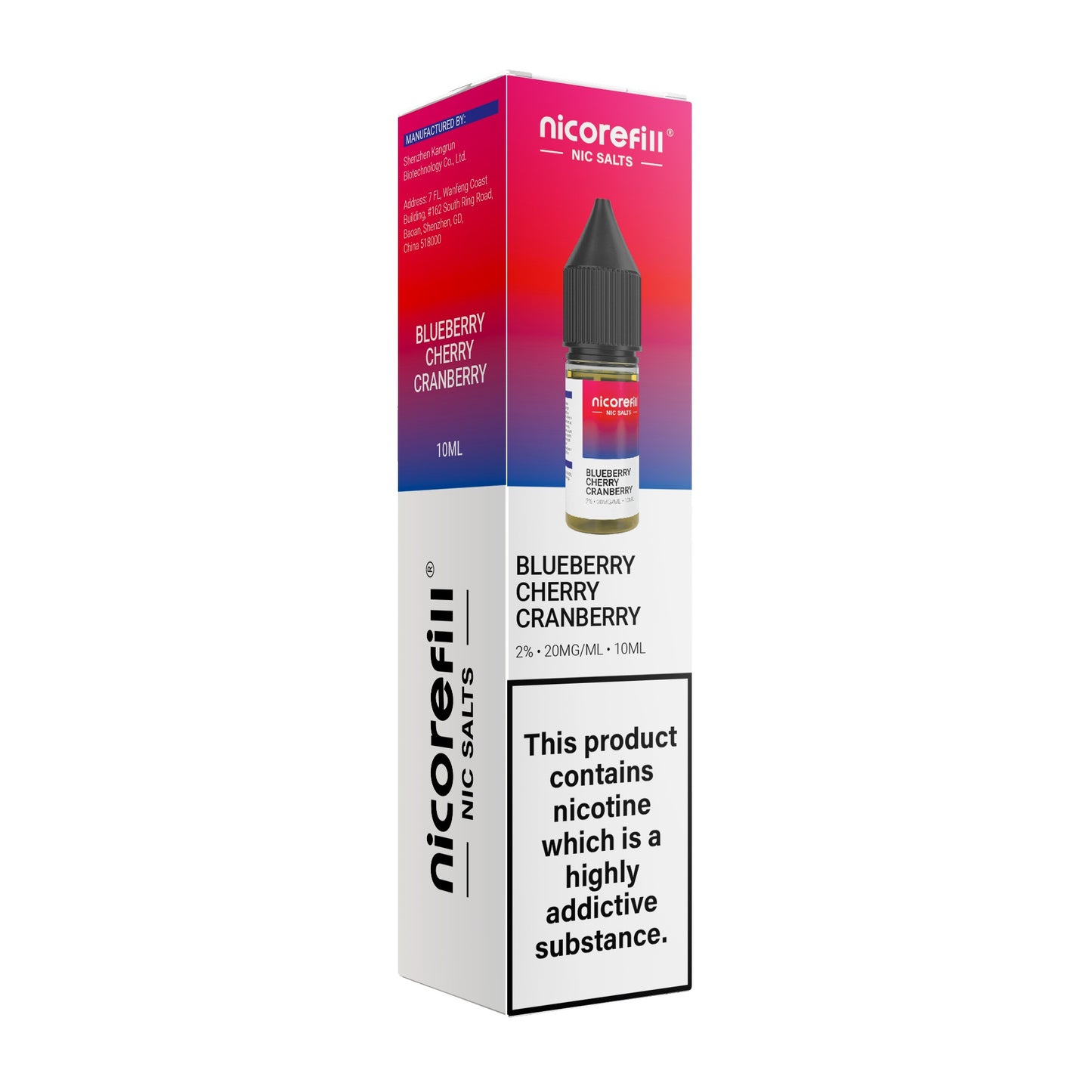 Nicorefill Blueberry Cherry Cranberry 10ml Nic Salt (Pack of 10)