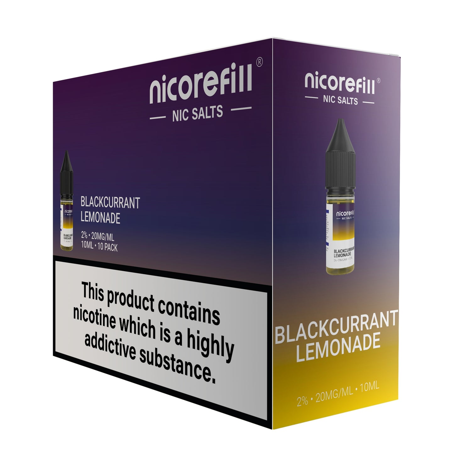 Nicorefill Blackcurrant Lemonade 10ml Nic Salt (Pack of 10)