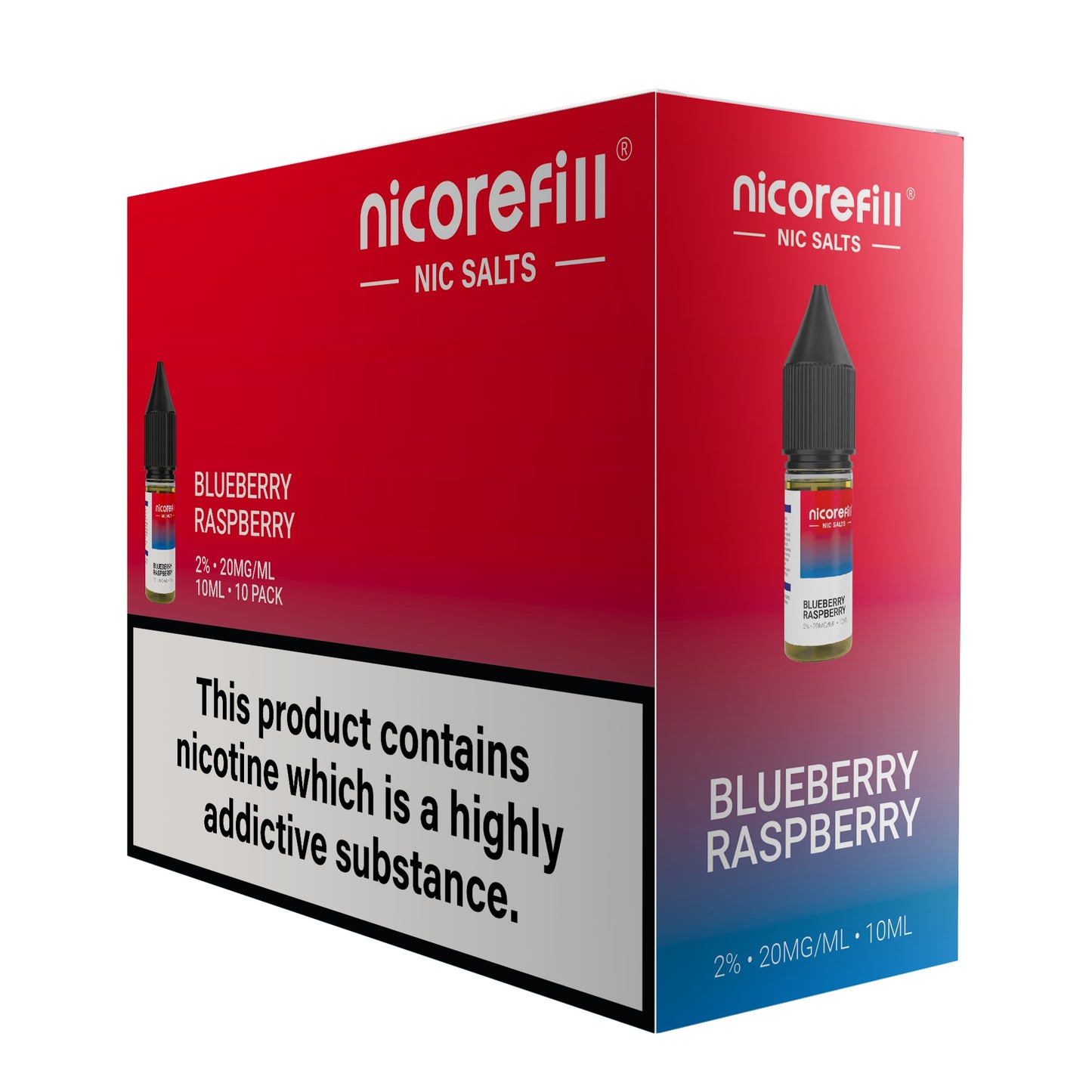 Nicorefill Blueberry Raspberry 10ml Nic Salt (Pack of 10)