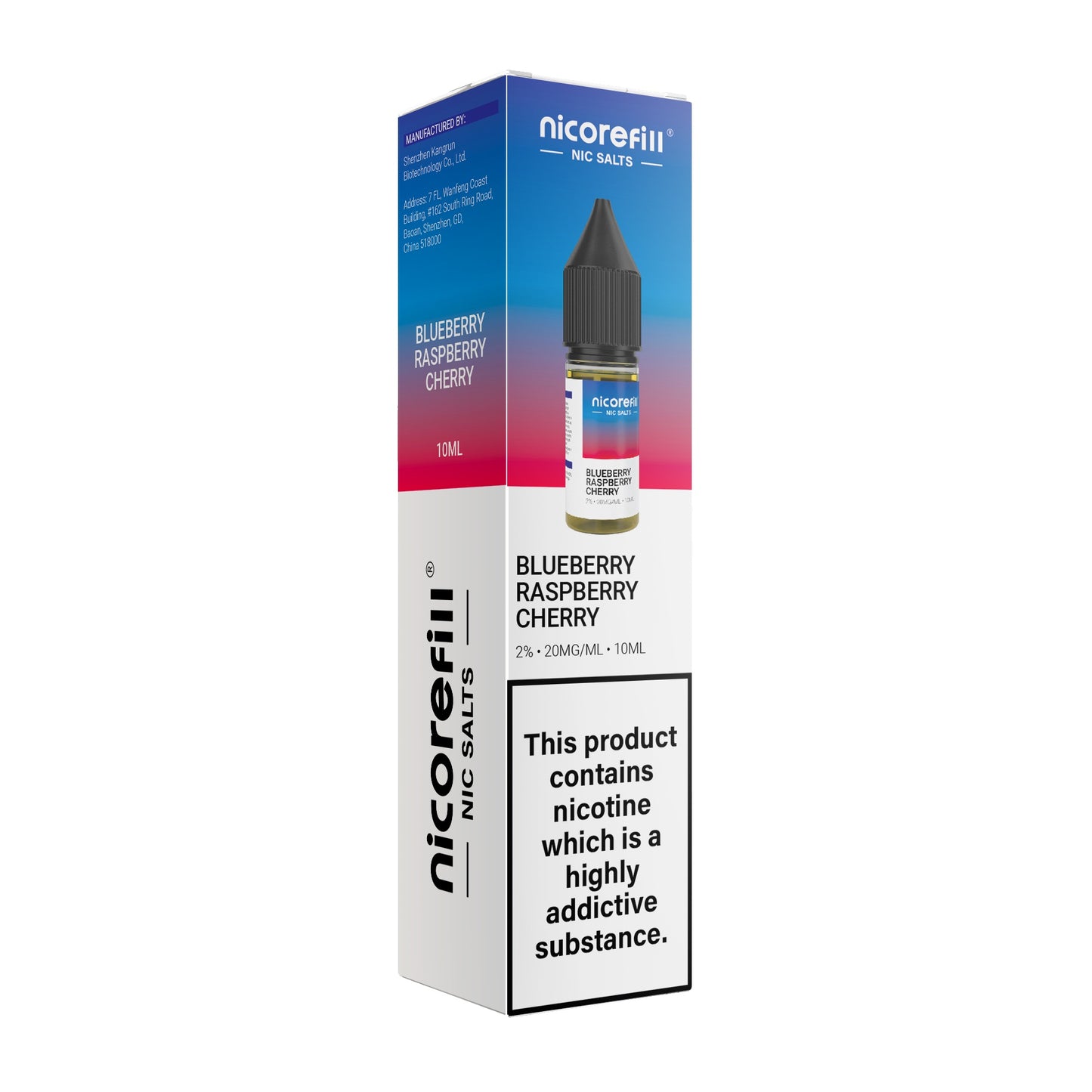 Nicorefill Blueberry Raspberry Cherry 10ml Nic Salt (Pack of 10)