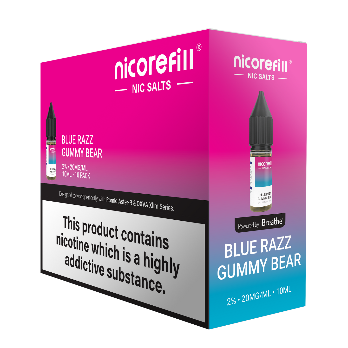 Nicorefill Blue Razz Gummy Bear 10ml Nic Salt (Pack of 10)
