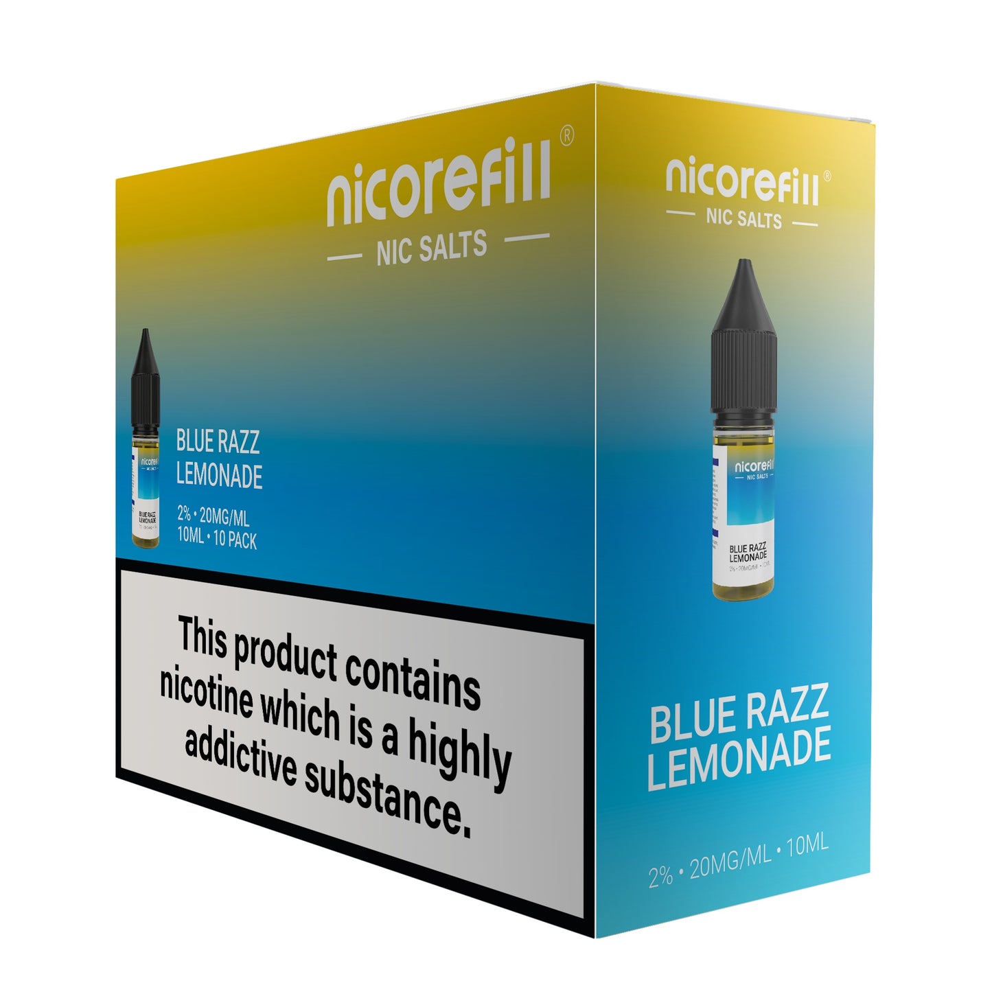 Nicorefill Blue Razz Lemonade 10ml Nic Salt (Pack of 10)