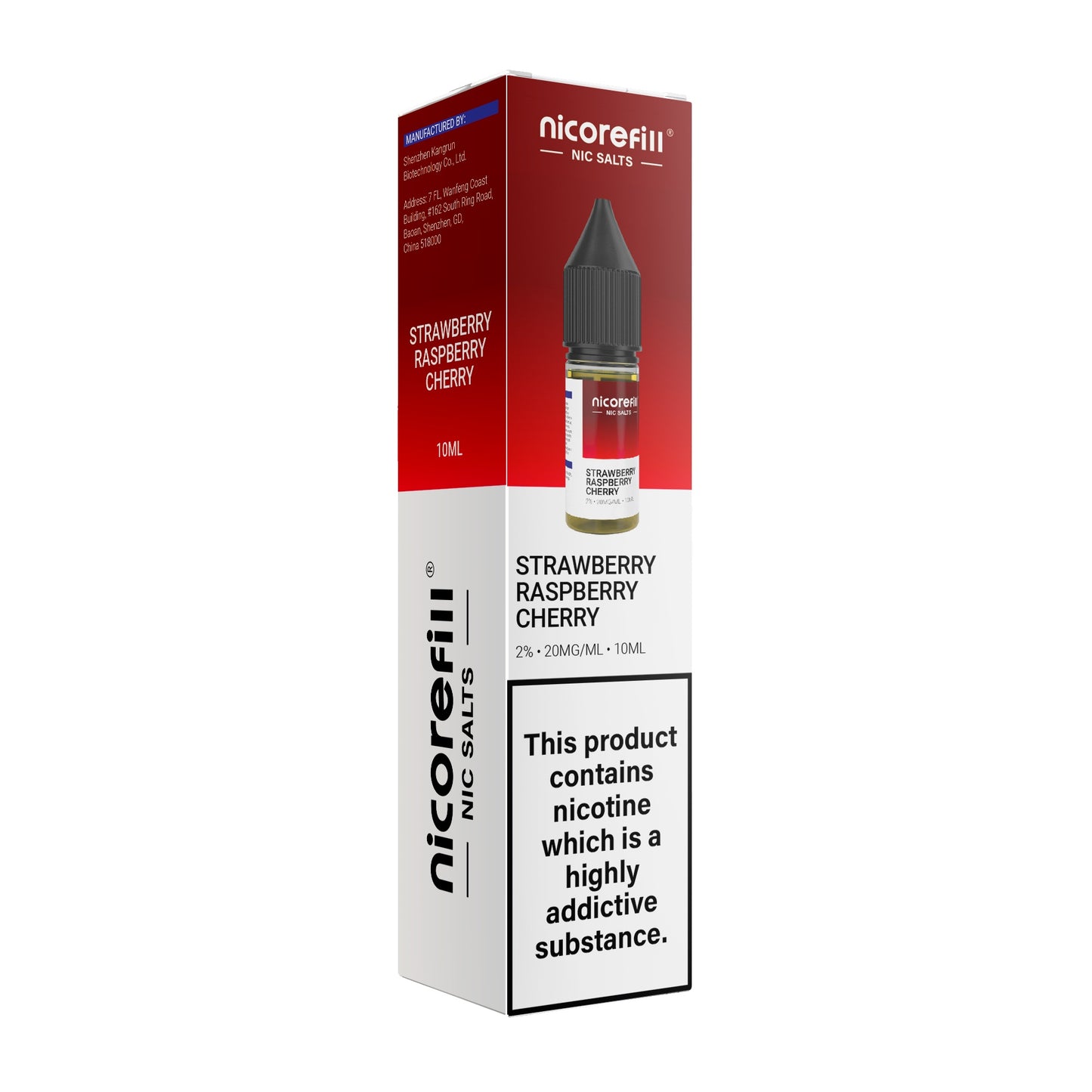 Nicorefill Strawberry Raspberry Cherry 10ml Nic Salt (Pack of 10)