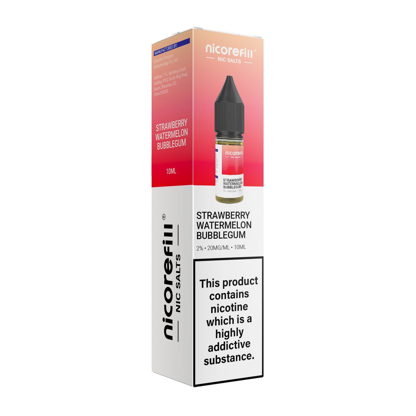Nicorefill Strawberry Watermelon Bubblegum 10ml Nic Salt (Pack of 10)
