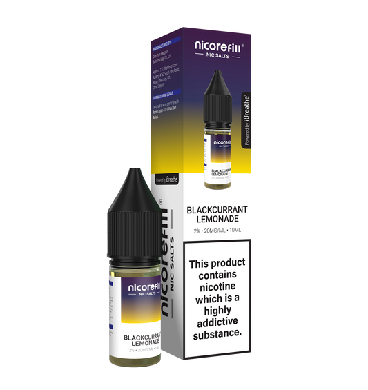 Nicorefill Blackcurrant Lemonade 10ml Nic Salt (Pack of 10)