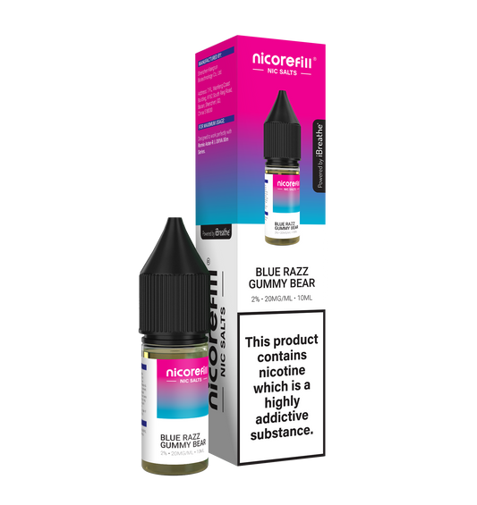 Nicorefill Blue Razz Gummy Bear 10ml Nic Salt (Pack of 10)