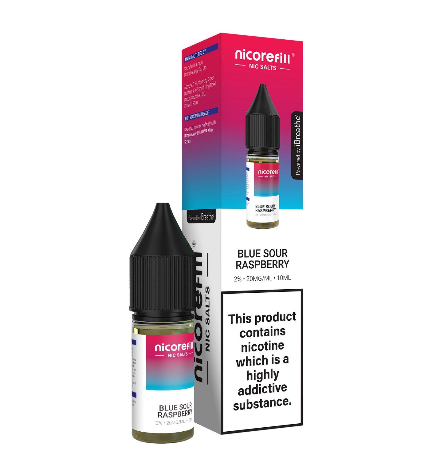 Nicorefill Blue Sour Raspberry 10ml Nic Salt (Pack of 10)