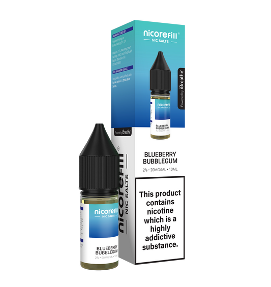 Nicorefill Blueberry Bubblegum 10ml Nic Salt (Pack of 10)