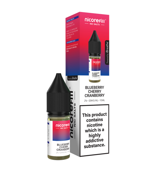 Nicorefill Blueberry Cherry Cranberry 10ml Nic Salt (Pack of 10)