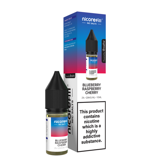 Nicorefill Blueberry Raspberry Cherry 10ml Nic Salt (Pack of 10)