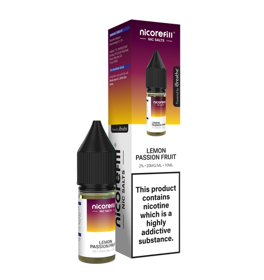 Nicorefill Lemon Passion Fruit 10ml Nic Salt (Pack of 10)