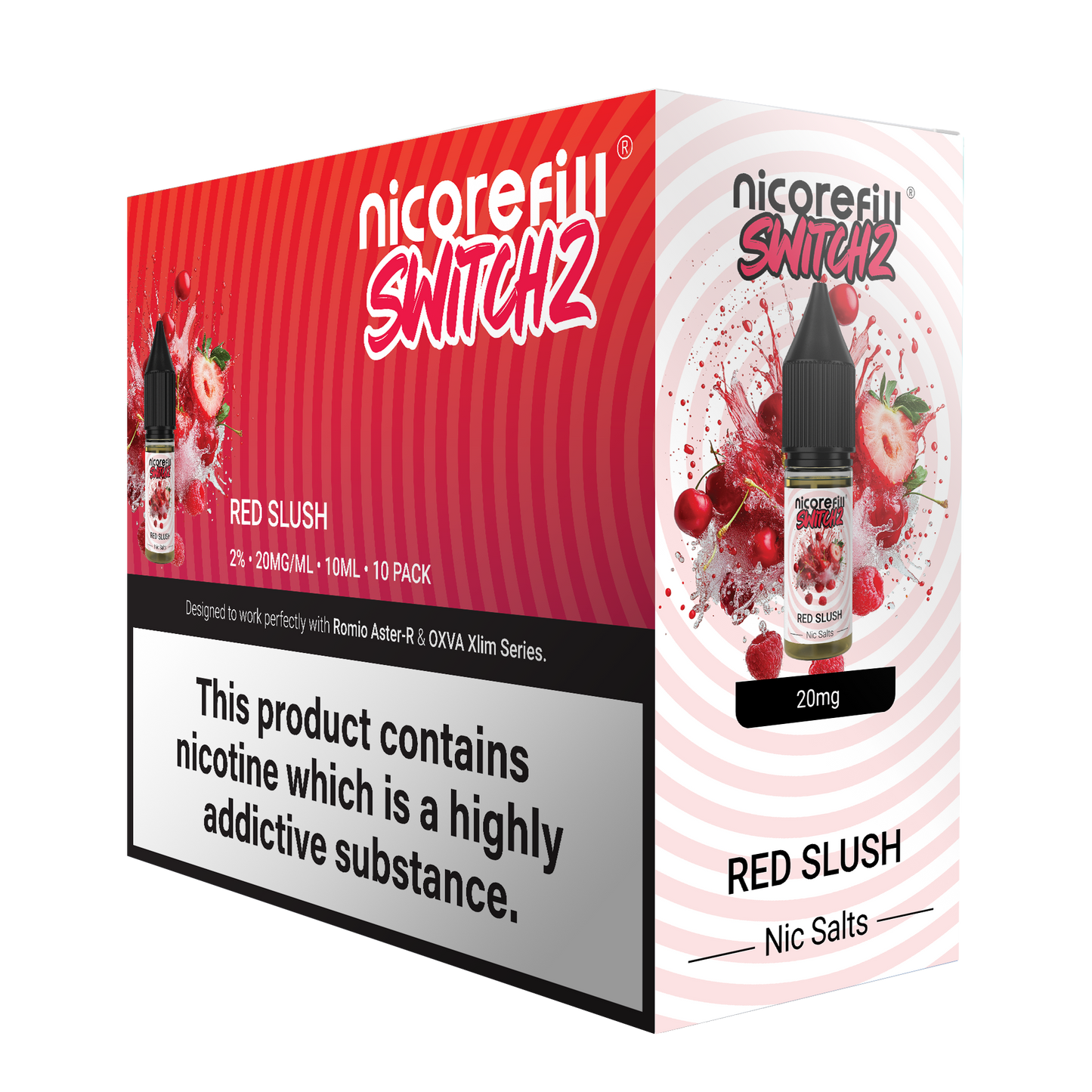 Switch2 Red Slush 10ml Nic Salt (Pack of 10)