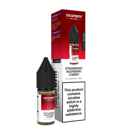 Nicorefill Strawberry Raspberry Cherry 10ml Nic Salt (Pack of 10)