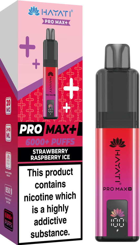 Hayati Pro Max+ 6000 - Strawberry Raspberry Ice 20mg (Pack of 5)
