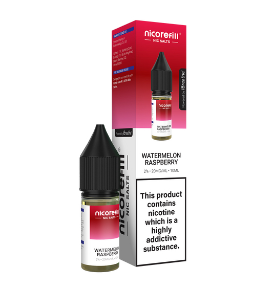 Nicorefill Watermelon Raspberry 10ml Nic Salt (Pack of 10)