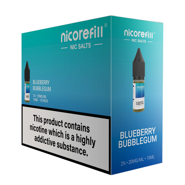 Nicorefill Blueberry Bubblegum 10ml Nic Salt (Pack of 10)