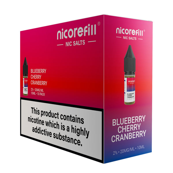 Nicorefill Blueberry Cherry Cranberry 10ml Nic Salt (Pack of 10)