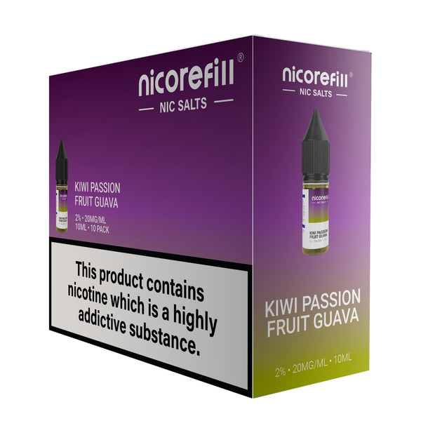 Nicorefill Kiwi Passion Fruit Guava 10ml Nic Salt (Pack of 10)