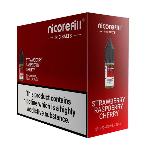 Nicorefill Strawberry Raspberry Cherry 10ml Nic Salt (Pack of 10)